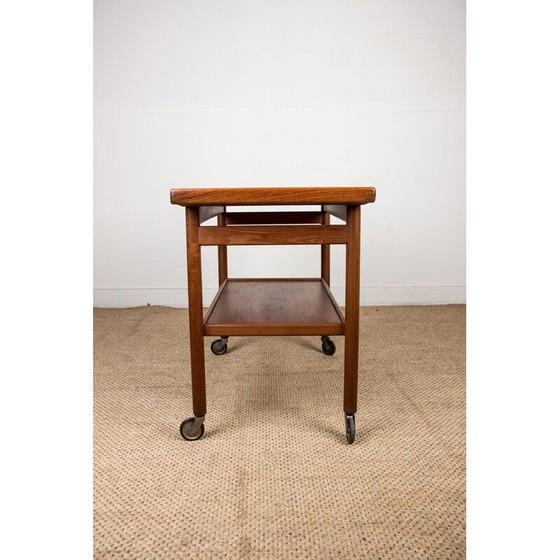 Image 1 of Vintage teakhouten uitschuifbare trolleytafel met twee etages, Deens 1960