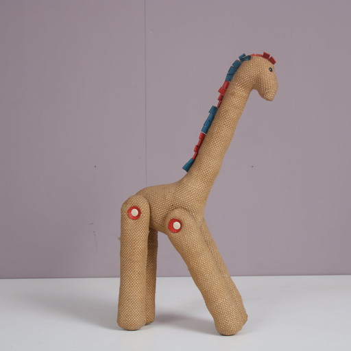 Jute en leren giraffe van Renate Müller voor H. Josef Leven Kg, Duitsland 1960