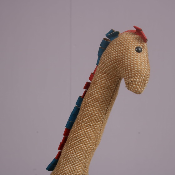 Image 1 of Jute en leren giraffe van Renate Müller voor H. Josef Leven Kg, Duitsland 1960