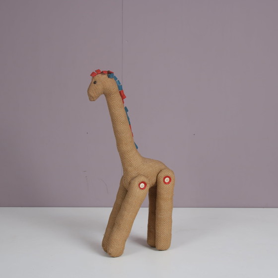 Image 1 of Jute en leren giraffe van Renate Müller voor H. Josef Leven Kg, Duitsland 1960