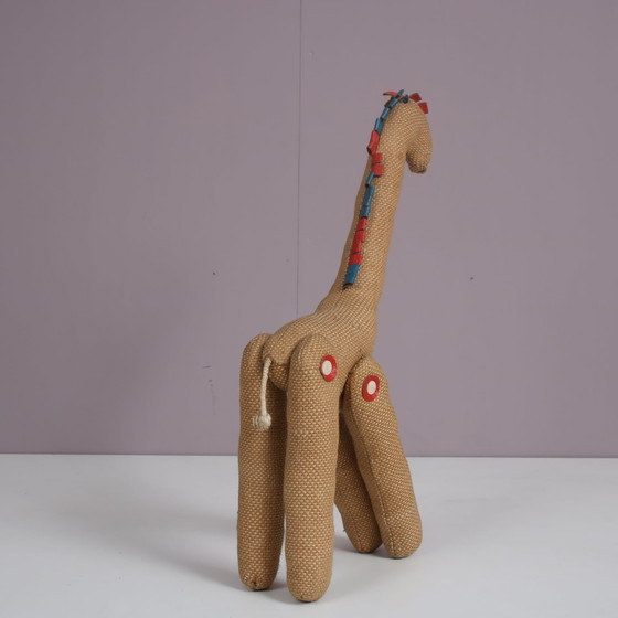 Image 1 of Jute en leren giraffe van Renate Müller voor H. Josef Leven Kg, Duitsland 1960