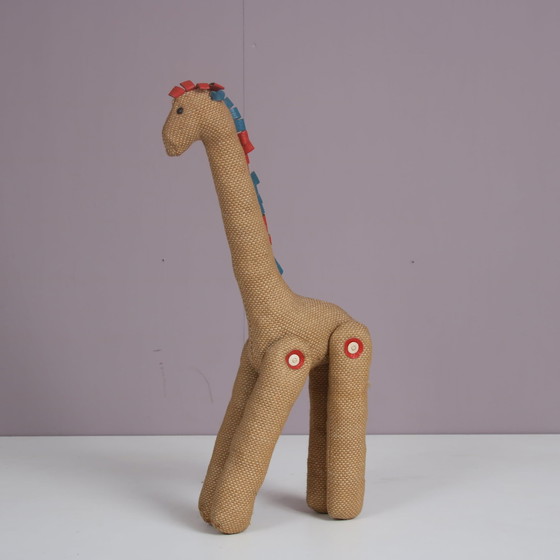 Image 1 of Jute en leren giraffe van Renate Müller voor H. Josef Leven Kg, Duitsland 1960