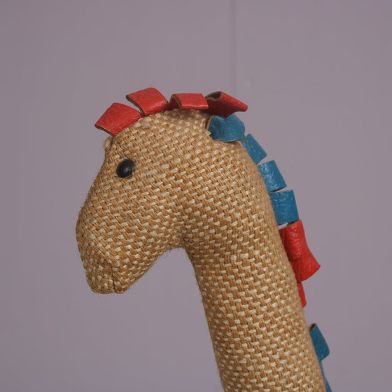 Image 1 of Jute en leren giraffe van Renate Müller voor H. Josef Leven Kg, Duitsland 1960