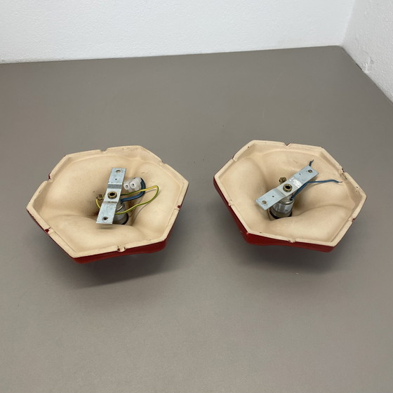 Image 1 of Set van Twee Space Age Keramische Dikke Lava Wandlampen Door Hustadt Lichten Duitsland 1970