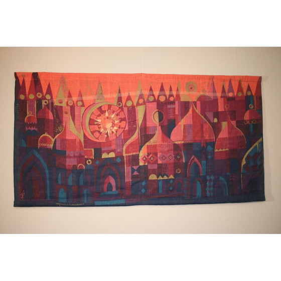 Image 1 of Vintage zeefdruk op jute door Hans Jurgen Schobel voor Sodahl, 1960