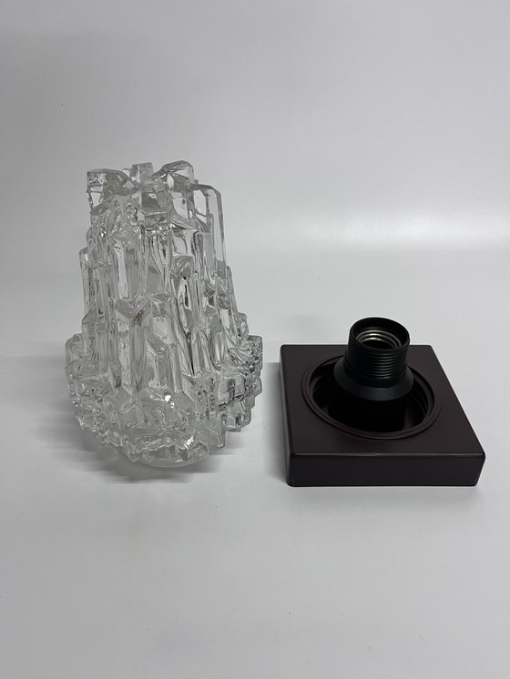 Image 1 of Vintage Mid Century Plafondlamp ‘Ice’ Helder Glas