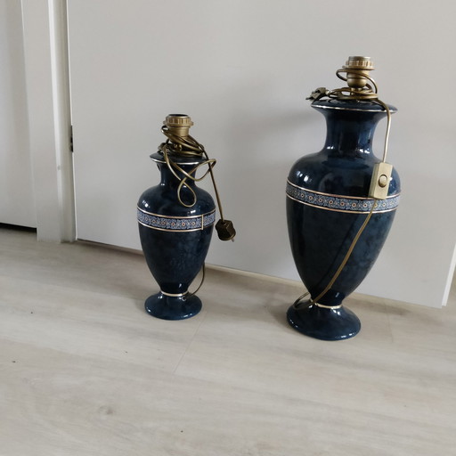 Twee Klassieke Blauwe Lampvoeten