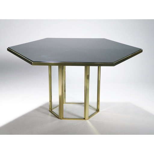 Italiaanse lak en messing tafel van Romeo Rega - 1970