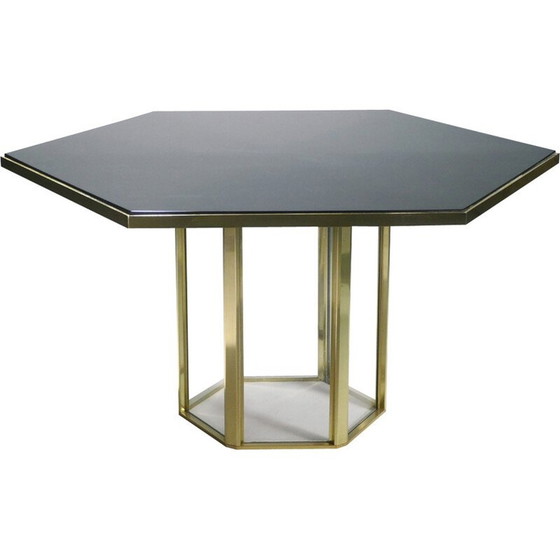 Image 1 of Italiaanse lak en messing tafel van Romeo Rega - 1970