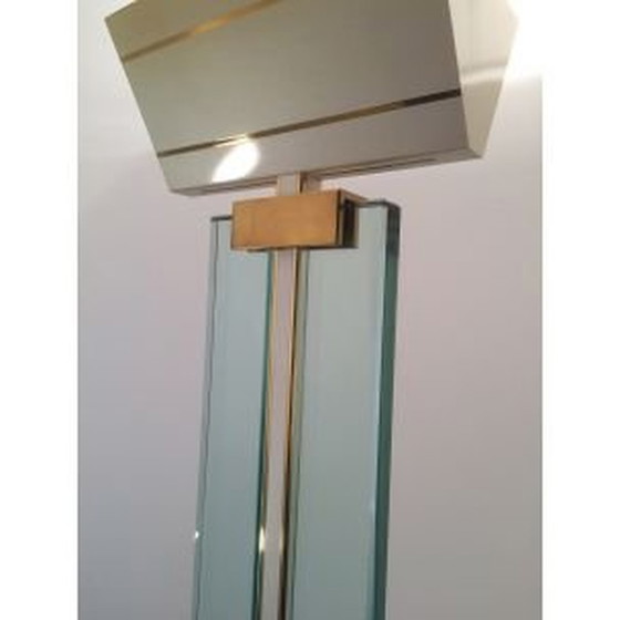 Image 1 of Vintage vloerlamp van glas, messing en gelakt metaal, 1970