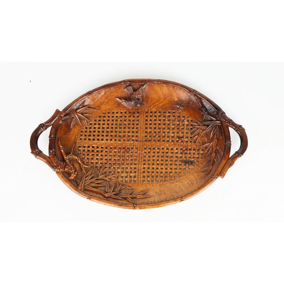 Image 1 of Gesneden houten Art Deco dienblad, Indochina 1930