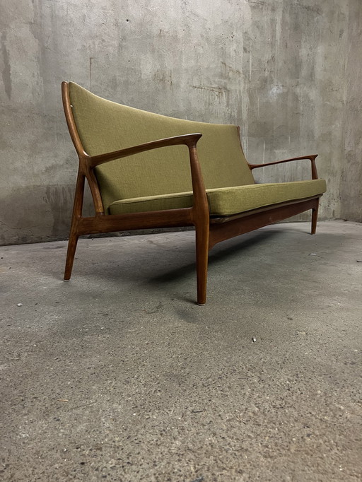 Teakhouten loungebank van E. Andersen & P. Pedersen voor Horsnaes 60s