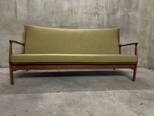 Teakhouten loungebank van E. Andersen & P. Pedersen voor Horsnaes 60s