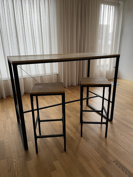 Image 1 of Hoge Tafel Met 2 Krukken