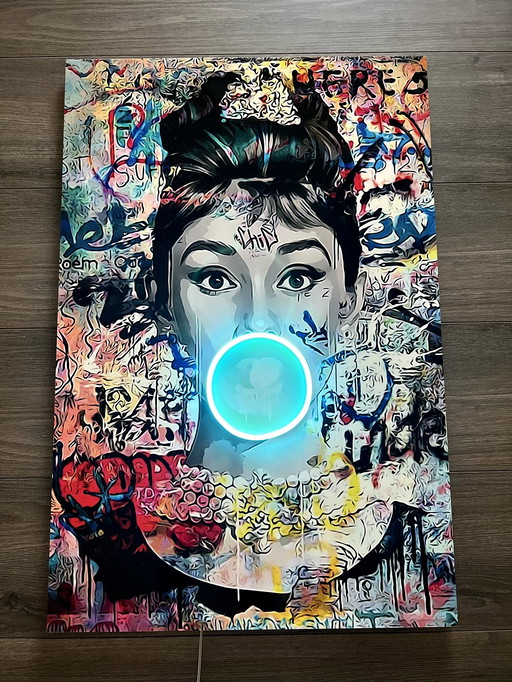 Audrey Hepburn Bubblegum led- Kunst