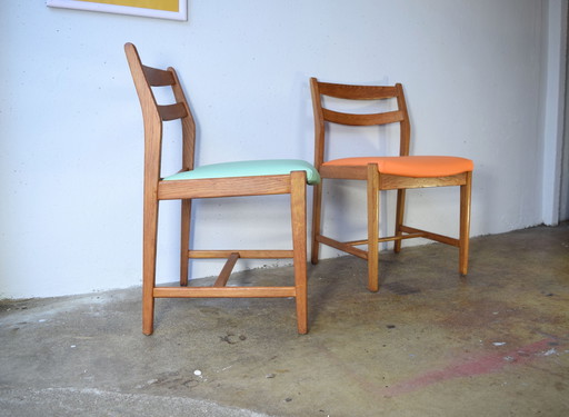 2x Mid Century Teak Stoel Vintage Eetkamerstoelen