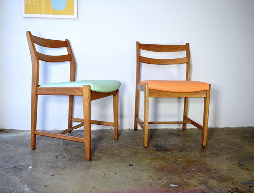 2x Mid Century Teak Stoel Vintage Eetkamerstoelen