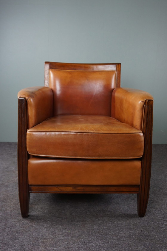 Image 1 of Art Deco leren design fauteuil