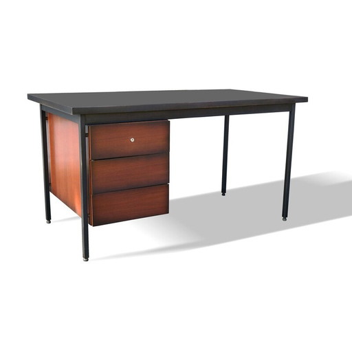 Vintage zwart gelakt bureau van Florence Knoll voor Knoll, 1950