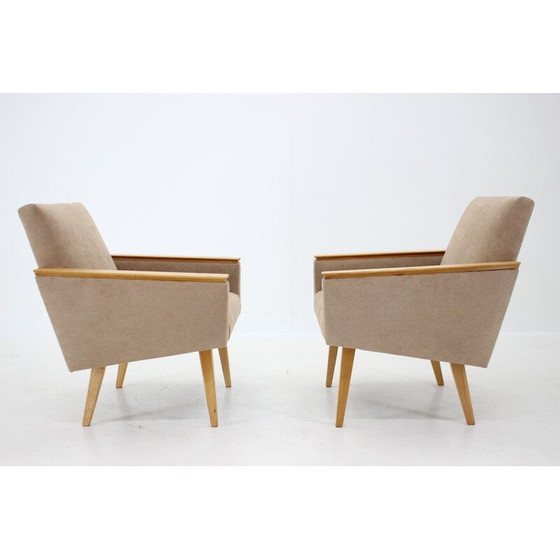 Image 1 of Paar minimalistische Mid Century fauteuils, Tsjecho-Slowakije