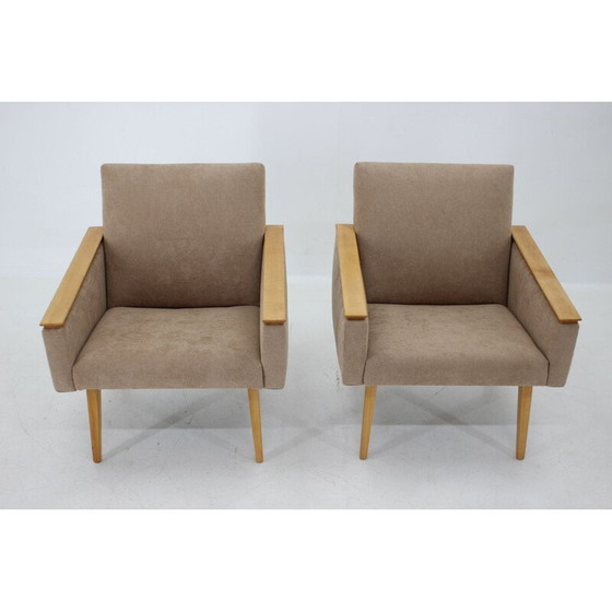 Image 1 of Paar minimalistische Mid Century fauteuils, Tsjecho-Slowakije