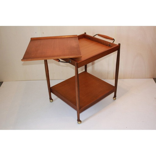 Vintage Italiaanse "Fratelli Reguitti" teak en messing trolley voor Reguitti, jaren 1950