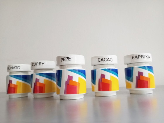 Image 1 of Peter Chinni Constructivistische kruidenrekjes Arte Ceramicana Romana Italië 1970'S