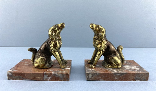 Set Van Art Deco Honden Boekensteunen