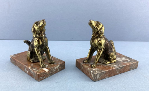 Set Van Art Deco Honden Boekensteunen