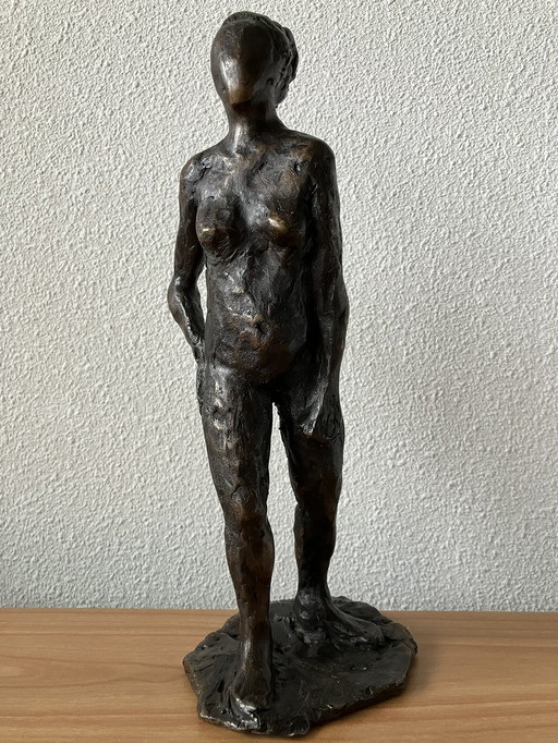 Zwaar Bronzen Beeld Jos De Wit 1954-2018 - 28 Cm Hoog