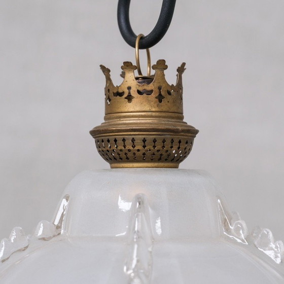 Image 1 of Vintage "Ice" glazen hanglamp, Frankrijk 1970