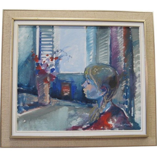 Vintage olieverfschilderij door Roald Hansen, Denemarken 1980