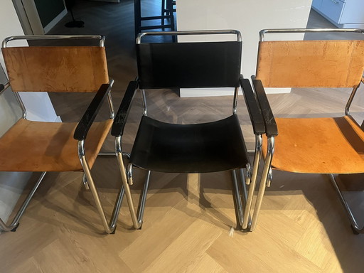 6x Thonet Leren Sledestoelen In 3 Kleuren