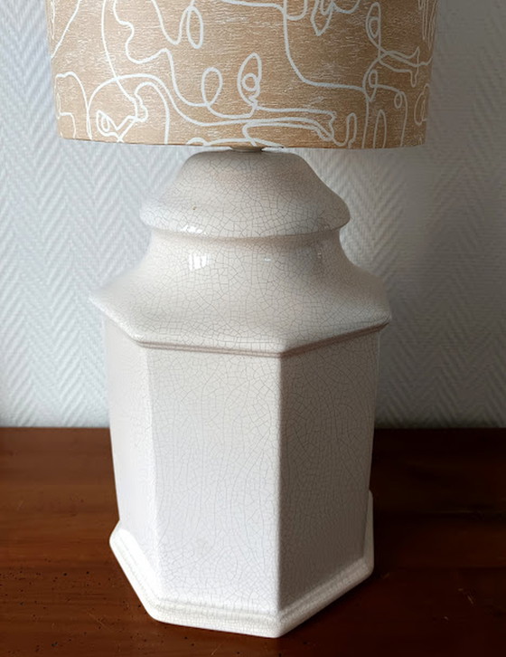 Image 1 of Grote art deco lamp van gebarsten keramiek