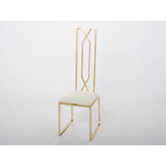 Image 1 of Paar vintage stoelen van messing en wol van Alain Delon voor Jean Charles, jaren 1970