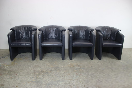 4X set Rolf Benz Club fauteuil eenzitter fauteuil leer