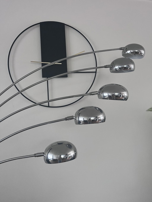 Vintage 5 Lights Booglamp Met Marmeren Voet