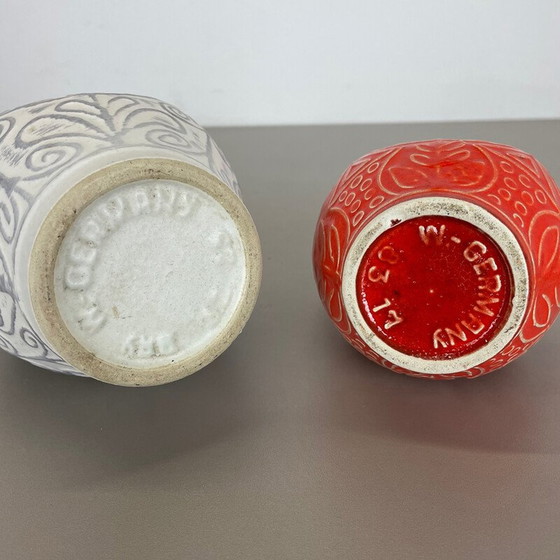 Image 1 of Paar vintage aardewerk en keramische vazen voor Bay Ceramics, Duitsland 1970