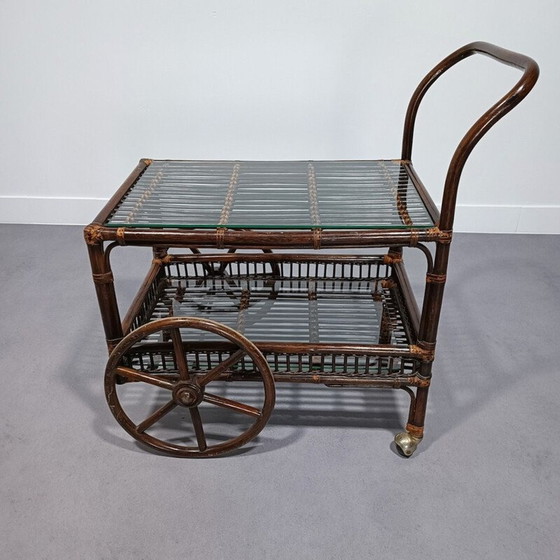 Image 1 of Vintage bamboe bar trolley