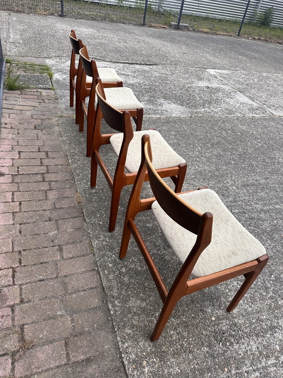 Image 1 of 4 x vintage teak eetkamerstoel