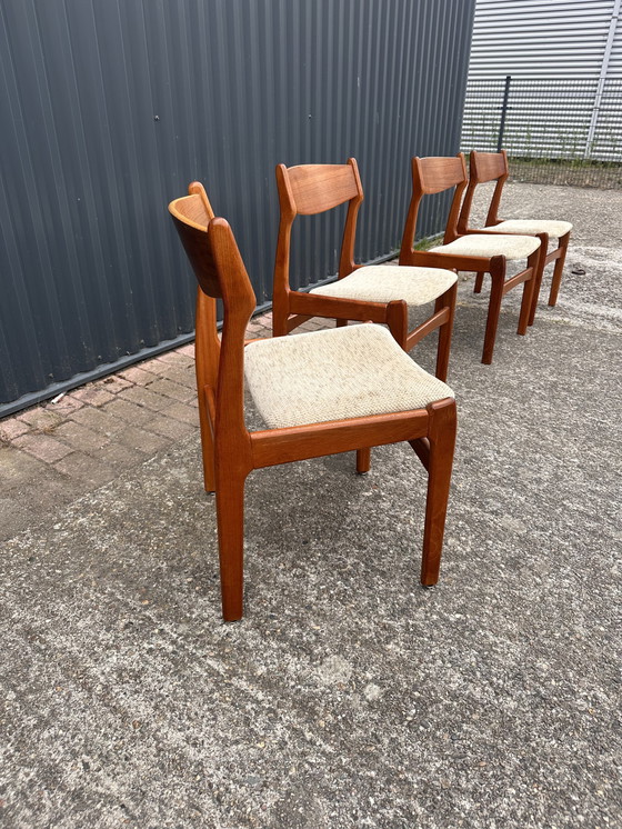 Image 1 of 4 x vintage teak eetkamerstoel