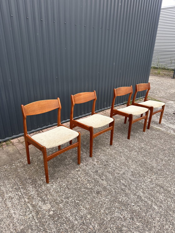 Image 1 of 4 x vintage teak eetkamerstoel