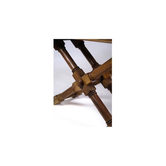 Image 1 of Vintage donkerhouten salontafel met glazen blad, 1960