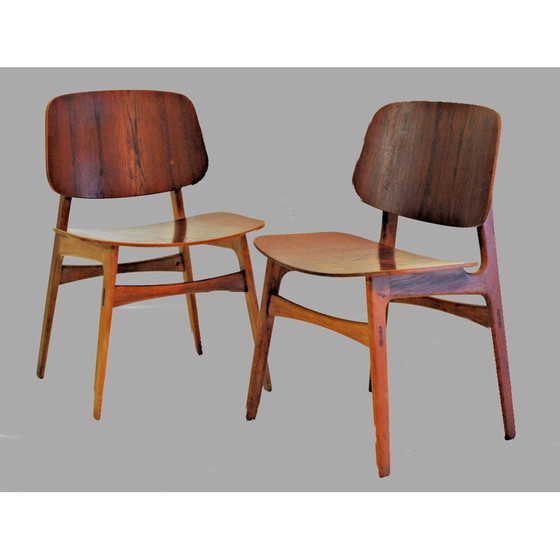 Image 1 of Set van twee vintage Borge Mogensen Shell stoelen in eiken en teakhout