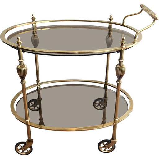 Vintage ovale messing serveertafel van La Maison Jansen, jaren 1940