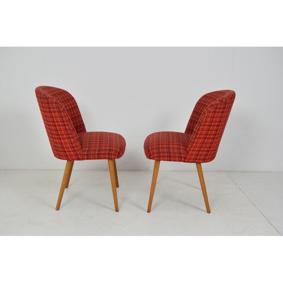 Image 1 of Set vintage houten stoffen stoelen, Tsjecho-Slowakije 1960