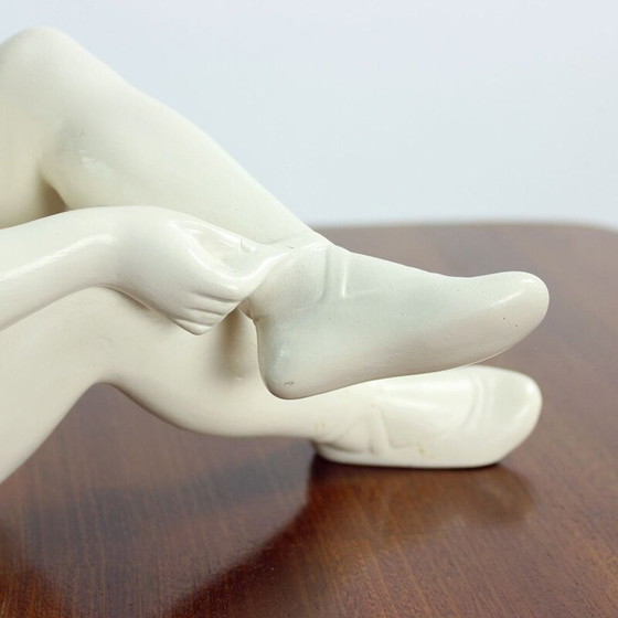 Image 1 of Vintage beeld van een balletdanseres in geëmailleerd gips door Jihokera, Tsjecho-Slowakije 1960