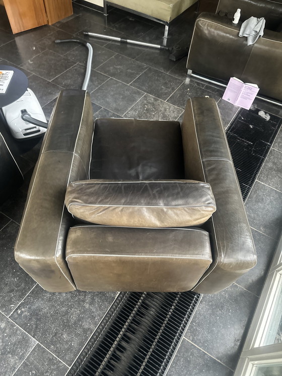 Image 1 of 2X Roche Bobois Club Fauteuils Zwart Groen