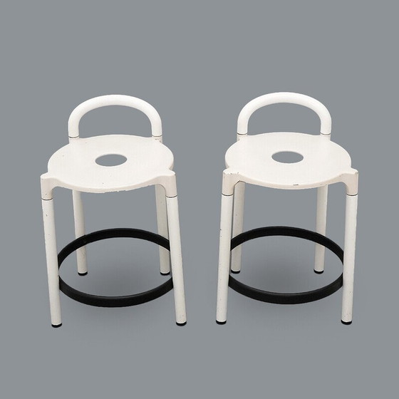 Image 1 of Paar vintage metalen krukjes van Anna Castelli Ferrieri voor Kartell, Italië 1980