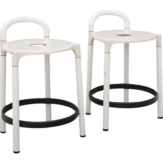 Image 1 of Paar vintage metalen krukjes van Anna Castelli Ferrieri voor Kartell, Italië 1980